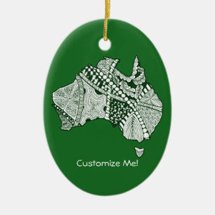Australian Map Art Ceramic Tree Decoration
