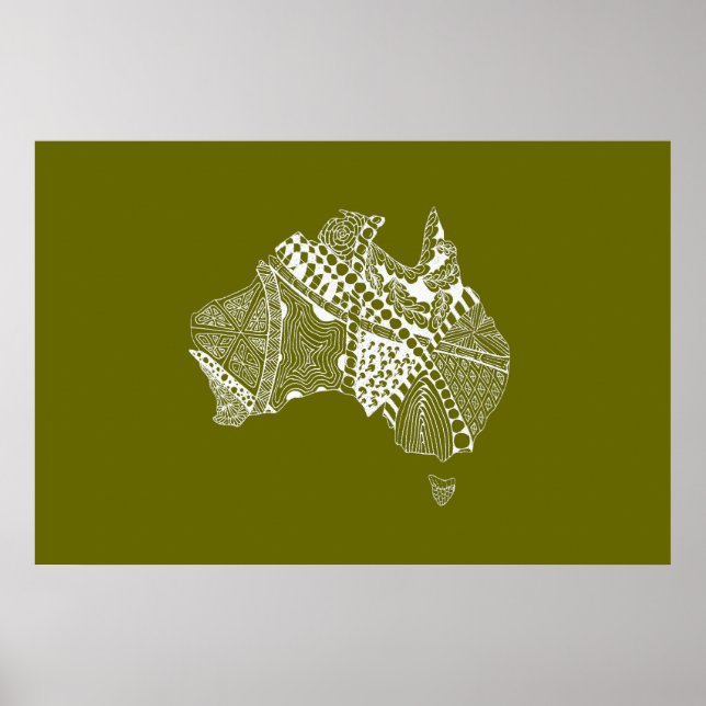 Australian Map Art - Choose Your Colour Poster (Front)