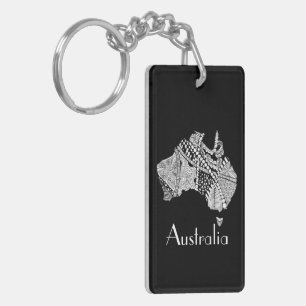 Australian Map Art Key Ring