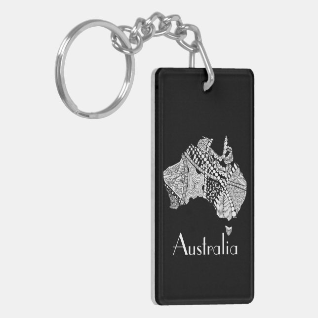Australian Map Art Key Ring (Front Left)
