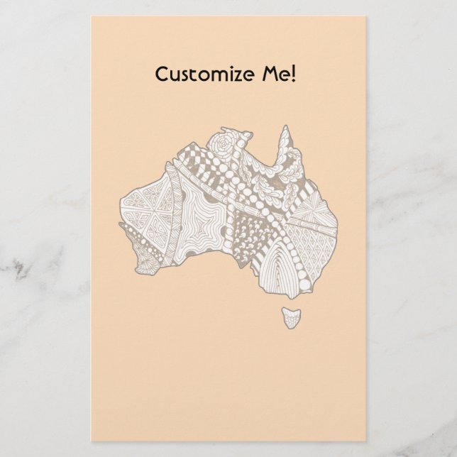 Australian Map Art Stationery (Front)