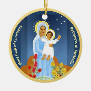 Australian Mary and Jesus Ceramic Ornament