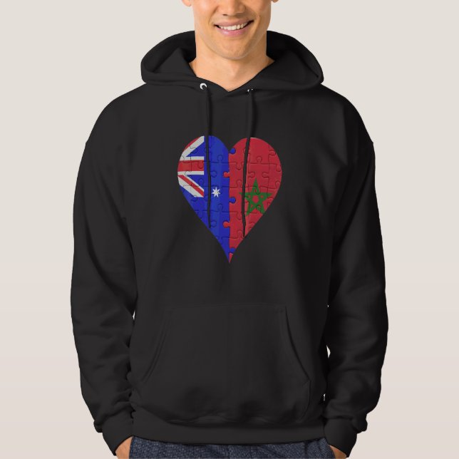 Australian Moroccan Flag Heart Hoodie (Front)