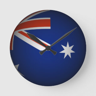 Australian national flag sphere, 3D look Round Clock