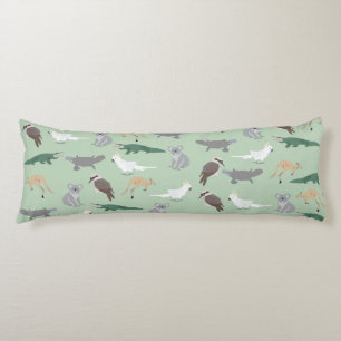 Australian Native Animals Eucalyptus Green Pattern Body Cushion