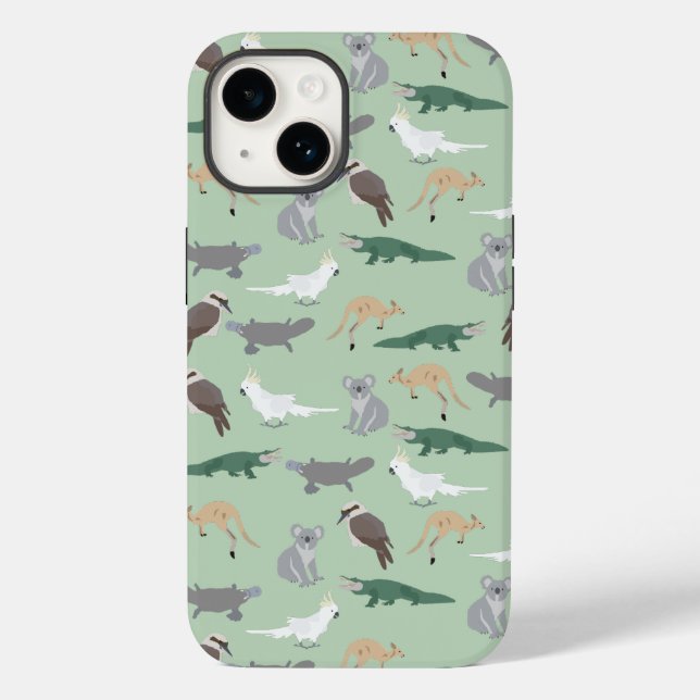 Australian Native Animals Eucalyptus Green Pattern Case-Mate iPhone Case (Back)