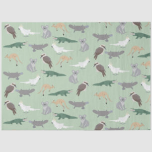 Australian Native Animals Eucalyptus Green Pattern Tissue Paper