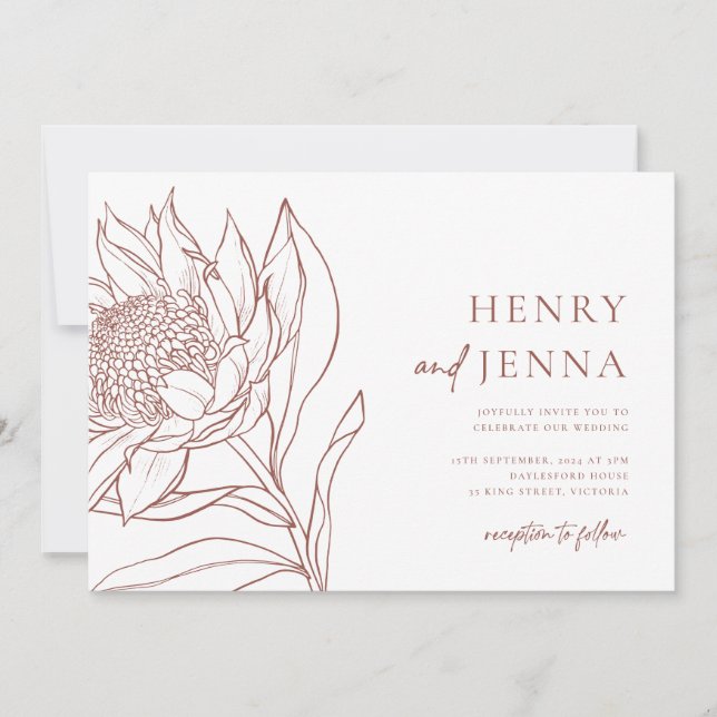 Australian Native Botanicals Waratah Protea Invitation (Front)