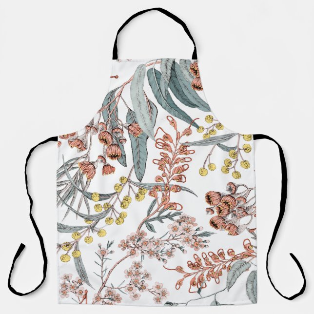 Australian native flowers. Seamless pattern black  Apron (Front)