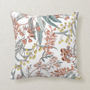 Australian native flowers. Seamless pattern black Cushion