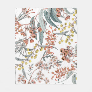 Australian native flowers. Seamless pattern black  Fleece Blanket