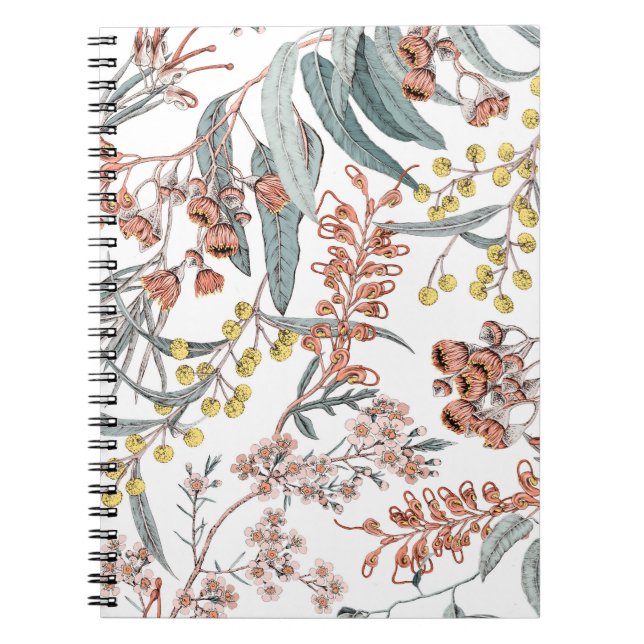 Australian native flowers. Seamless pattern black  Notebook (Front)