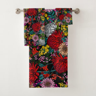 Australian Native Garden Pattern Bath Towel Set