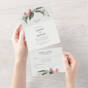 Australian Native Gum Blossom Wedding Invitation