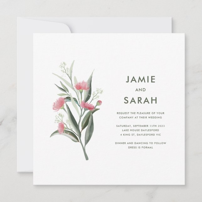Australian Native Gum Blossom Wedding  Invitation (Front)