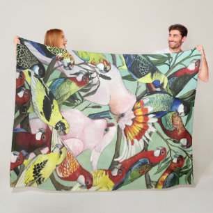 Australian Native Parrots Fleece Blanket