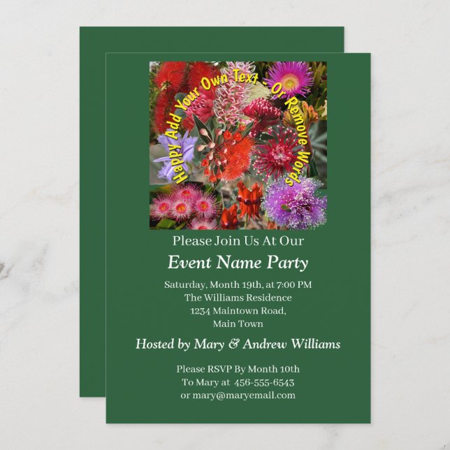 Australian Native Wild Flowers Invitation (Front/Back)