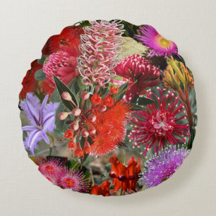 Australian Native Wild Flowers Round Cushion