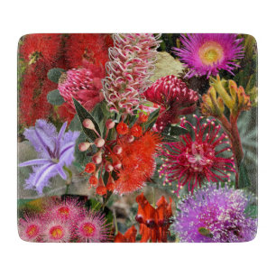 Australian Native Wild Flowers Square Cutting Board