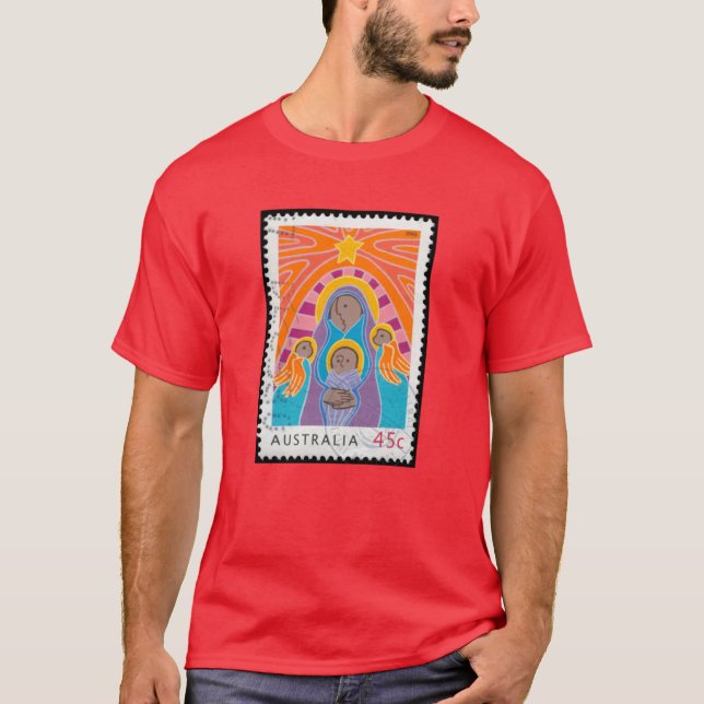 Australian nativity stamp tee retro vintage (Front)