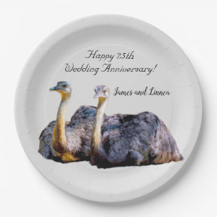 Australian Ostrich Funny Cartoon illustration Paper Plate