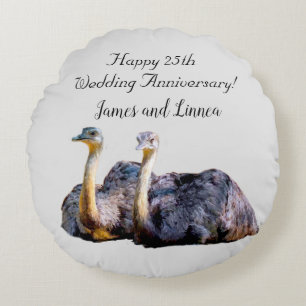 Australian Ostrich Funny Cartoon illustration Round Cushion