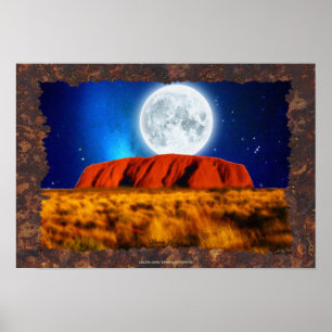Australian Outback Ayers Rock "Uluru Moon" Art Poster