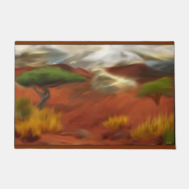 Australian Outback Dawn Abstract Art Doormat (Front)