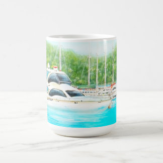 Australian Painting Moored Yacht Boats Coffee Mug