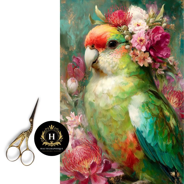 Australian Parrot Native Floral Crown Decoupage Tissue Paper (Creator Uploaded)
