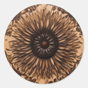 Australian Petals: Banksia Flower Wood Print Classic Round Sticker
