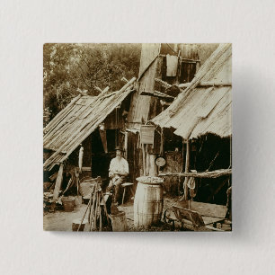Australian prospector, c.1880s (sepia photo) 15 cm square badge