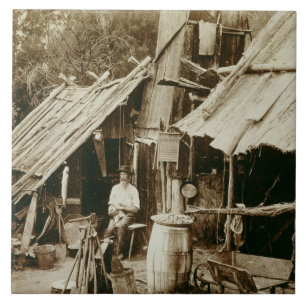 Australian prospector, c.1880s (sepia photo) ceramic tile