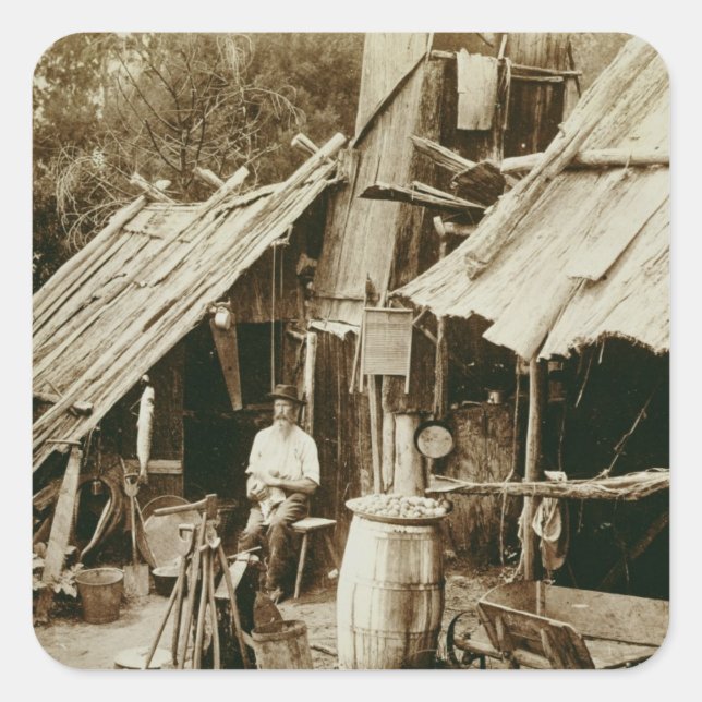 Australian prospector, c.1880s (sepia photo) square sticker (Front)