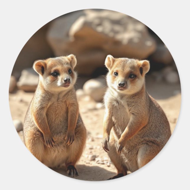 Australian Quokka Twins, Classic Round Sticker (Front)