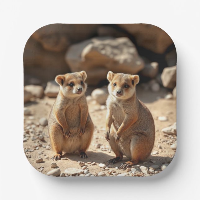 Australian Quokka Twins, Paper Plate (Front)