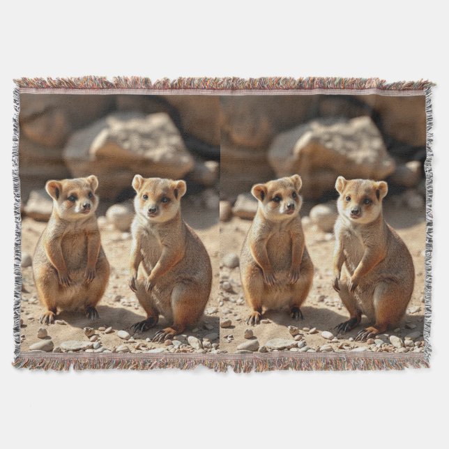 Australian Quokka Twins, Throw Blanket (Front)