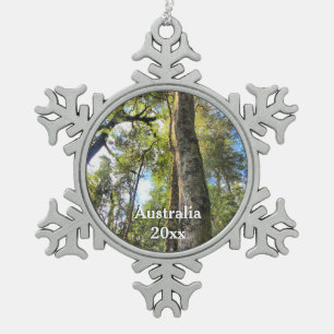 Australian Rainforest Eucalyptus Gum Trees Snowflake Pewter Christmas Ornament