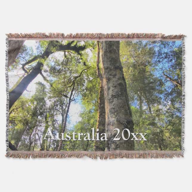 Australian Rainforest Eucalyptus Gum Trees Throw Blanket (Front)