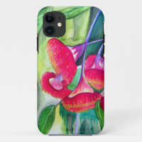 Australian red flowering gumnuts watercolor art