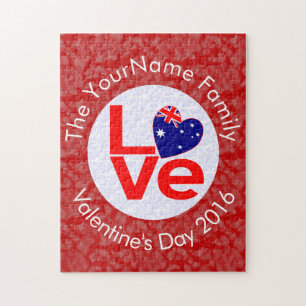Australian Red LOVE Flag White Red Jigsaw Puzzle