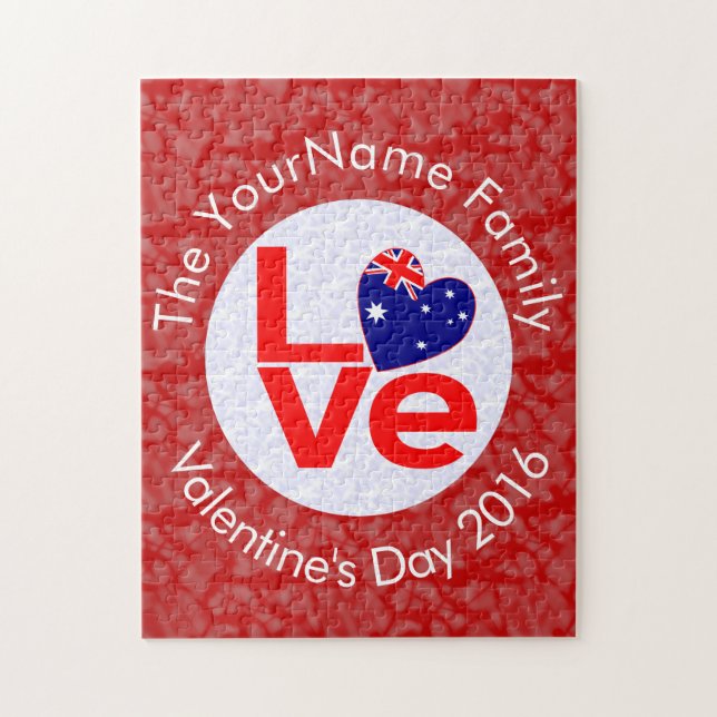Australian Red LOVE Flag White Red Jigsaw Puzzle (Vertical)