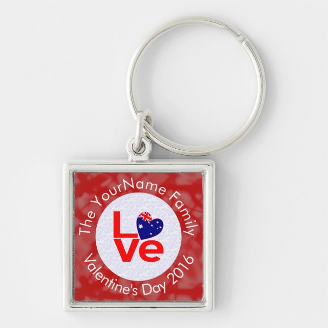 Australian Red LOVE Flag White Red Key Ring (Front)