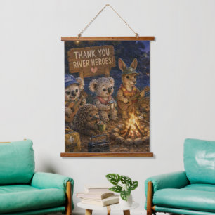 Australian River Rescue Heroes Celebrating Hanging Tapestry