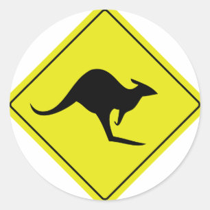 australian roadsign kangaroo australia classic round sticker