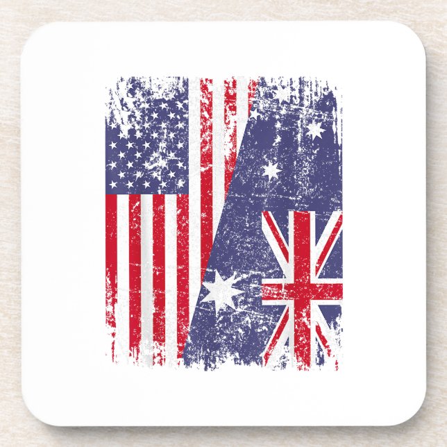 AUSTRALIAN ROOTS  Half American Flag AUSTRALIA  Coaster (Front)