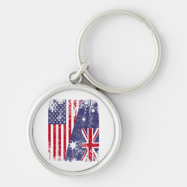 AUSTRALIAN ROOTS  Half American Flag AUSTRALIA  Key Ring (Front)