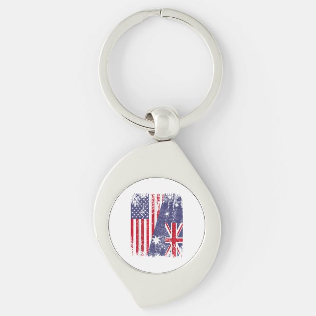 AUSTRALIAN ROOTS  Half American Flag AUSTRALIA  Key Ring (Front)