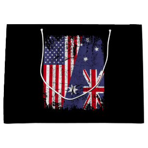 AUSTRALIAN ROOTS  Half American Flag AUSTRALIA  Large Gift Bag