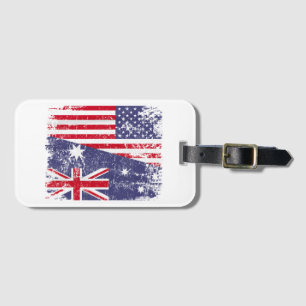 AUSTRALIAN ROOTS  Half American Flag AUSTRALIA  Luggage Tag